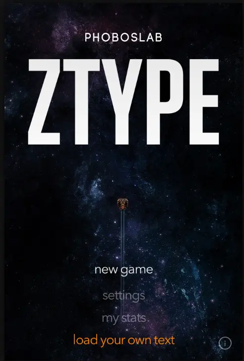ZTYPE Main Menu